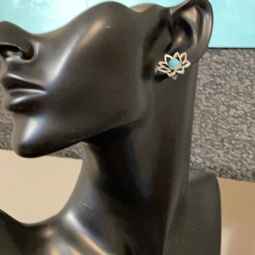 Blue Lotus Flower Earrings